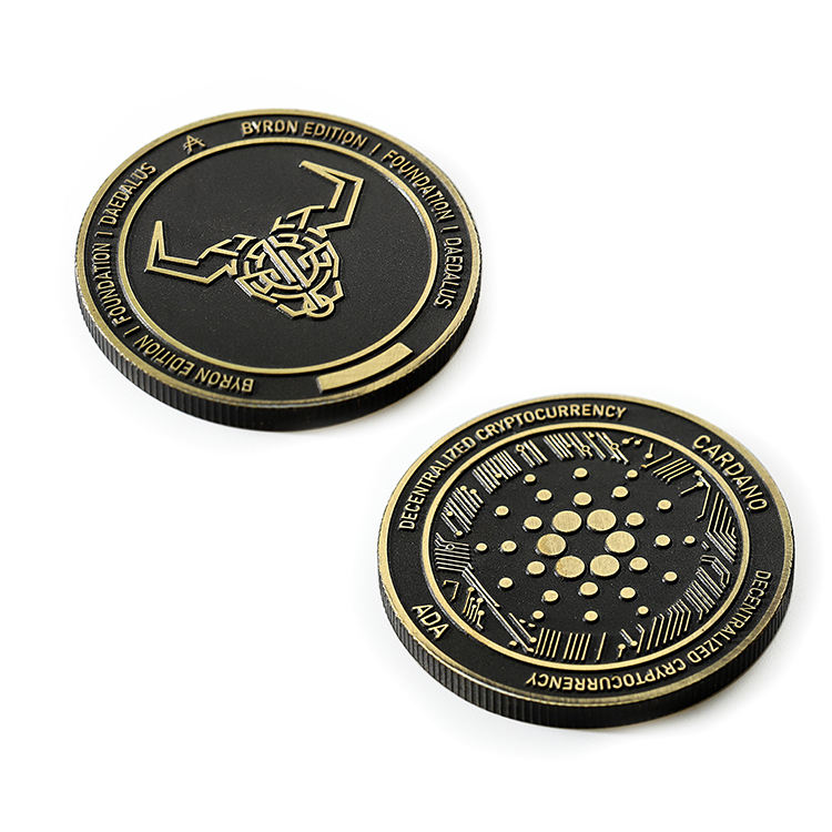 European Style Black Bull Head Gold Plated Tungsten Coin