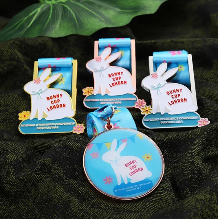 Custom Metal Competition Rhythmic Gymnastics pink Rabbit Medal