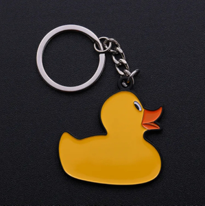 Custom Brand logo Keyrings Metal Anime Cartoon Golden Yellow Duck Keychain /cute Duck Key Chain