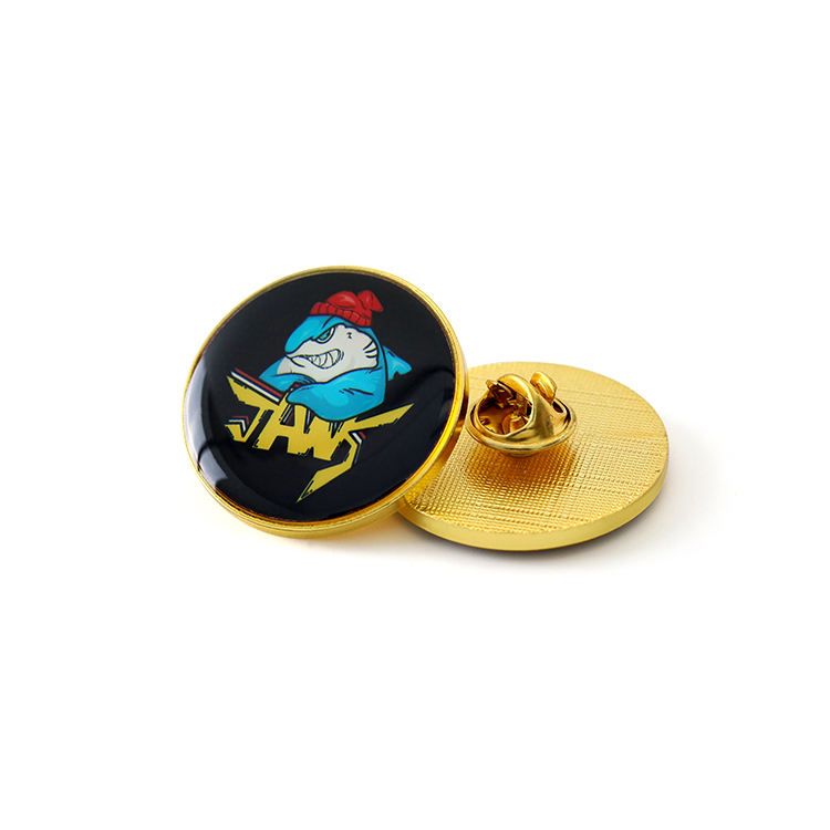 Cheap Gold Round Shape Lapel Pins Musical Blank No Mold Lapel Pins With rainbow Sticker