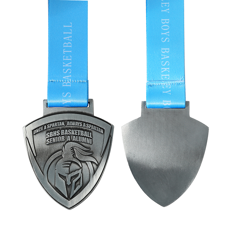 Personalized Medal Custom Die Stamping Logo Metal Sports Medals Antique Silver High School Teenagers Basketball Medal for Game