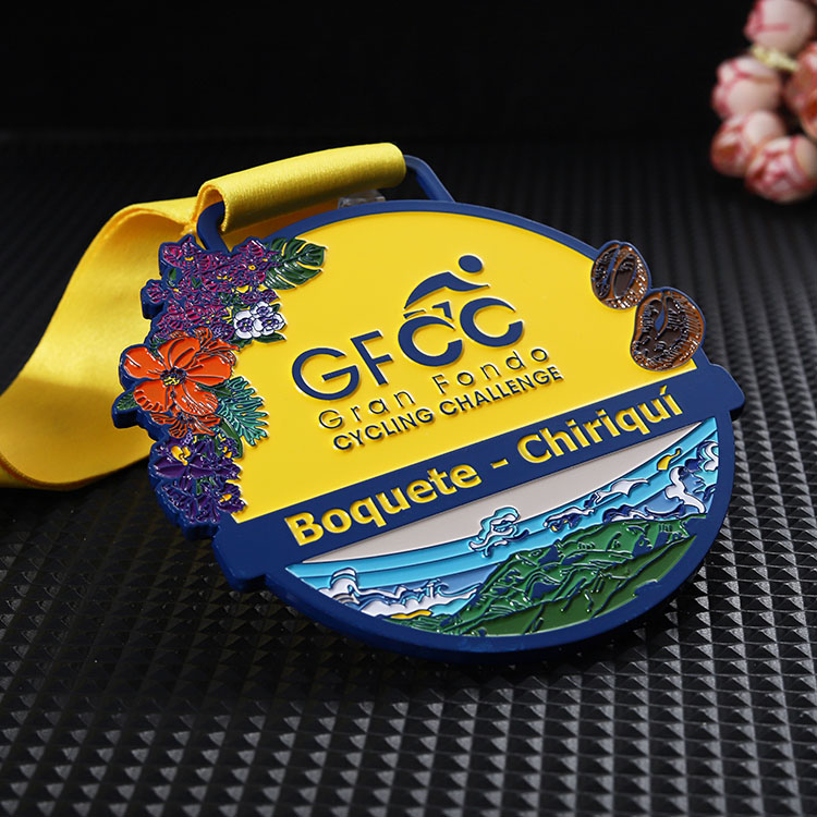 Your Own Logo Personalized Medals Award Metal Zinc Alloy Medals 3D Exquisite Flowers Figure Bike Bicycle Cycling Finisher Medal