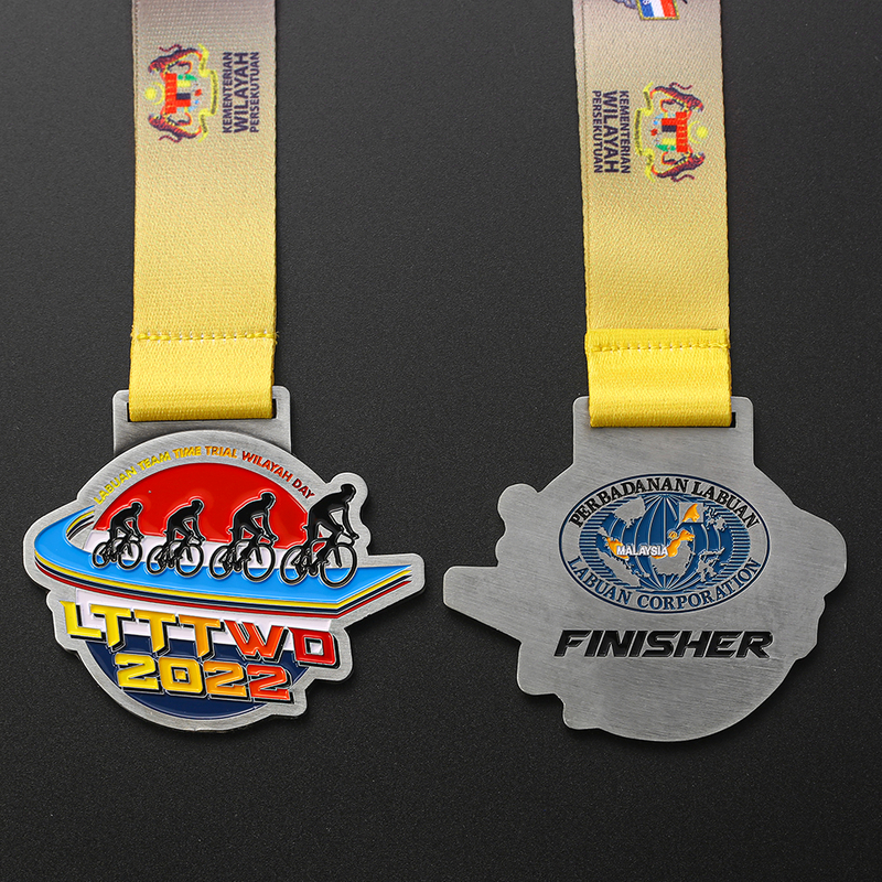 High Quality Medal Award Manufacturer Custom Medal Metal Zinc Alloy Silver Labuan Team Mountain Bike Bicycle Cycling Medals