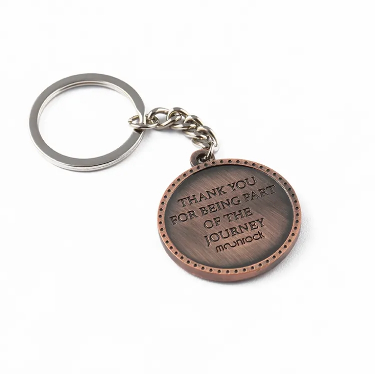 Breakfast Metal Copper Round Antique Ball Keychains