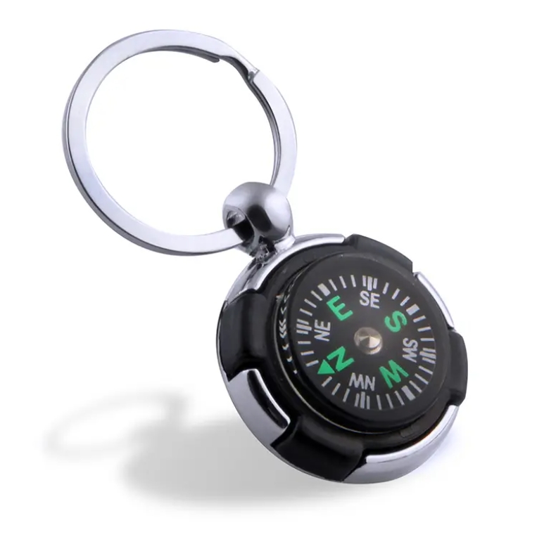 Wholesale Stock Cheap Customlogo Keychain Compass Metal Compass Keychain