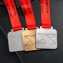 Custom Metal square Shape Embossed Design Lake Italy Medals