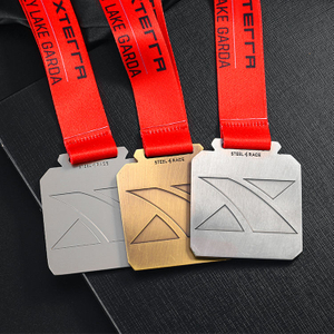 Custom Metal square Shape Embossed Design Lake Italy Medals