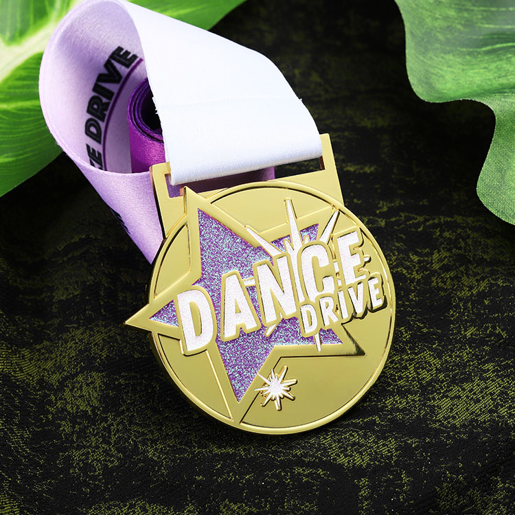 Design Your Own Sports Award Glitter Star Competition 2025 Dance Rhythmic Artistic Gymnastics Medals Race Medal with Neck Ribbon