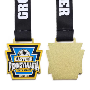 Factory Gold Silver Copper Metal Soccer Trophies And Medals Football Medals Sports Kids Team Award Medal With Ribbon