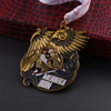 Custom logo Antique Gold 3d wings Metal Eagle Medal