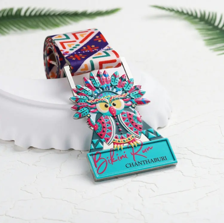 Custom Metal Colorful Bird Bikini Fun Run Medal