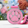 Custom Metal pink Glitter Ribbon cat Paw Race Medal