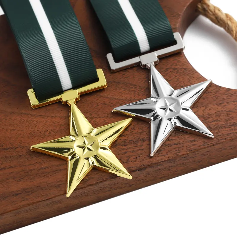 Custom Metal Gold Silver Zinc Alloy Reward Royal Medal in Star Shape