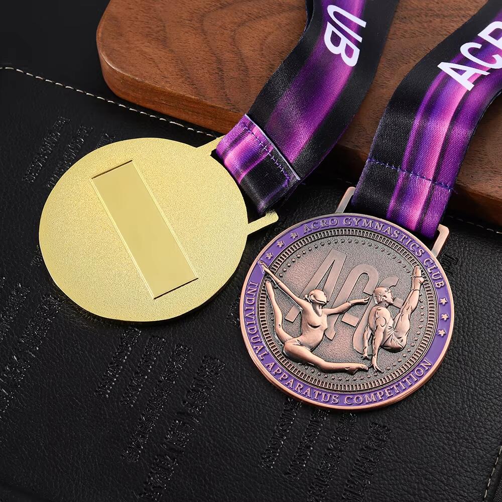 Dance Race Award Sport Rythmic Embossed 3d Custom Metal Gold Gymnastics Medals