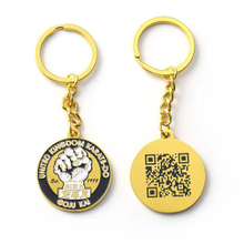 Custom Metal Soft Enamel Gold QR Code Karate Key Chain
