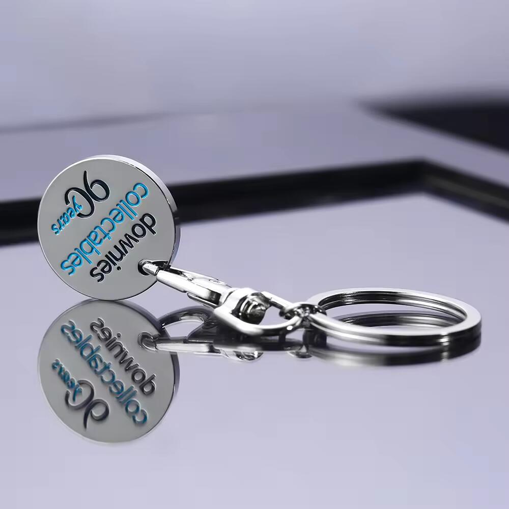 Custom Logo Design Metal Supermarket Shopping Trolley Coin Token Key Ring