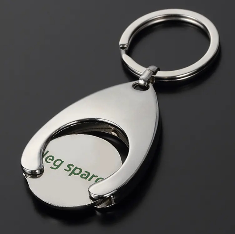 Custom Metal Supermarket Cart Token Shopping Trolley Coin Holder Keychain