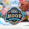 Customizable HOOP Dallas All - Star Colorful Enamel Basketball Medal with White Ribbon