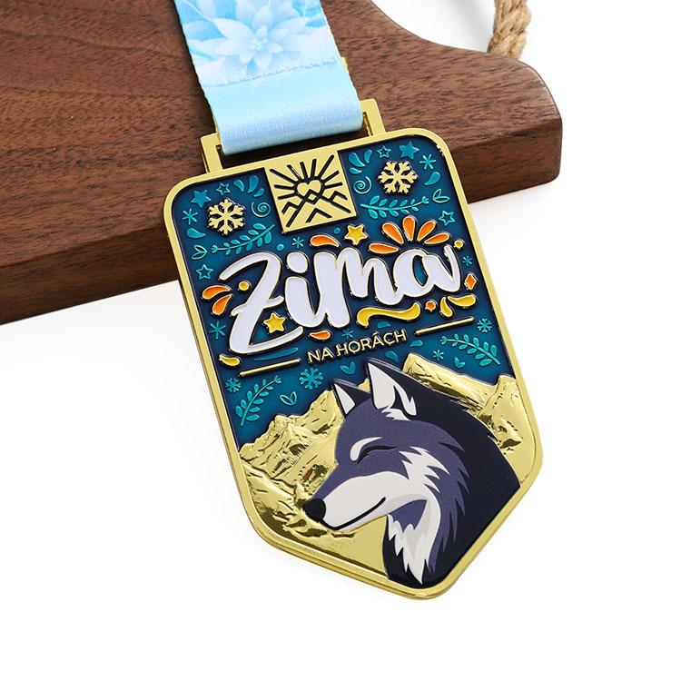 Custom Enamel Metal Wolf Multi Color Printing Medal