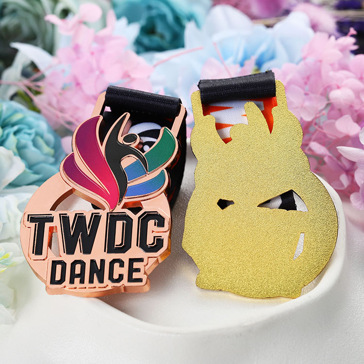 Custom Logo Letter Enamel Zinc Alloy Metal Medals Sports Metal Gold Copper 2d 3D Dancing Dance Medal