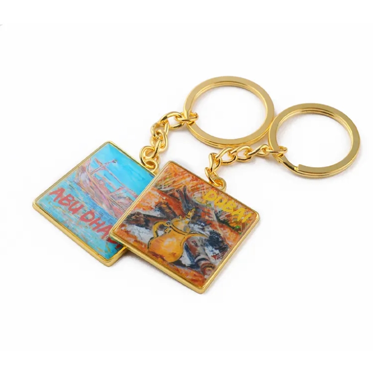 Dubai Gold Souvenir Tourist Copper Helmet Keychain
