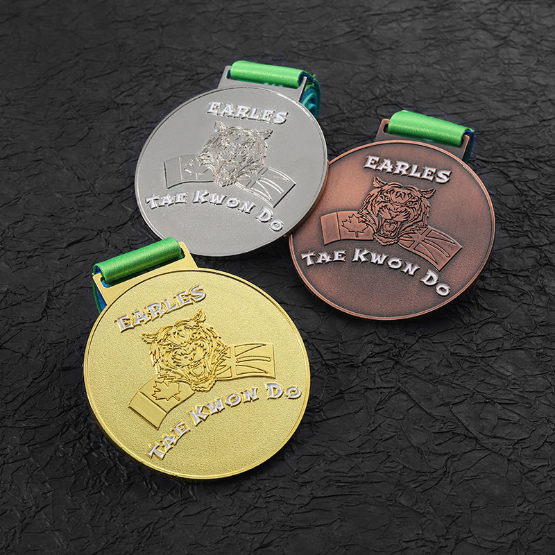 Custom Metal Gold Silver Copper Taekwondo 3d Embossed tiger Medal