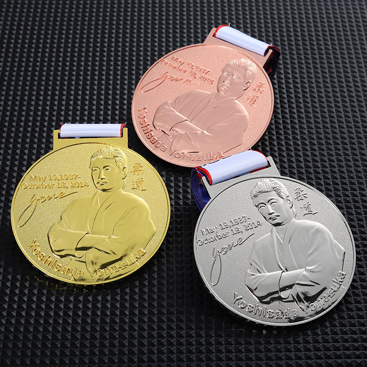 Custom Medal Metal Zinc Alloy 3 Colours Award Medals Embossing 3D Judo Coach Jiu Jitsu Ju Jutsu Judo Medals Supplier