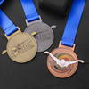 Custom Soft Enamel Gold Silver Copper Medal With Ribbon Swimming