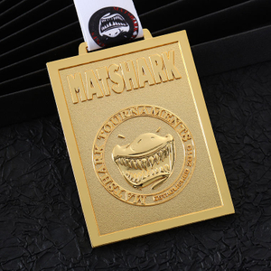 Wholesale 3d Embossed Shark Design Custom Competition Jiu Jitsu Gold Medal