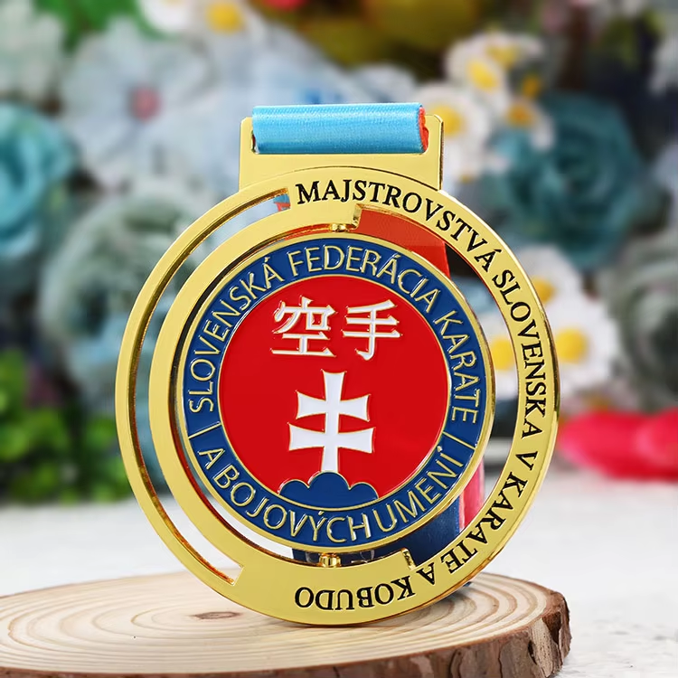 OEM Medal Factory Custom Karate Sports Medals Zinc Alloy Taekwondo Karate Jeet Kune Do 360 Spinning Rotating Cast Medals