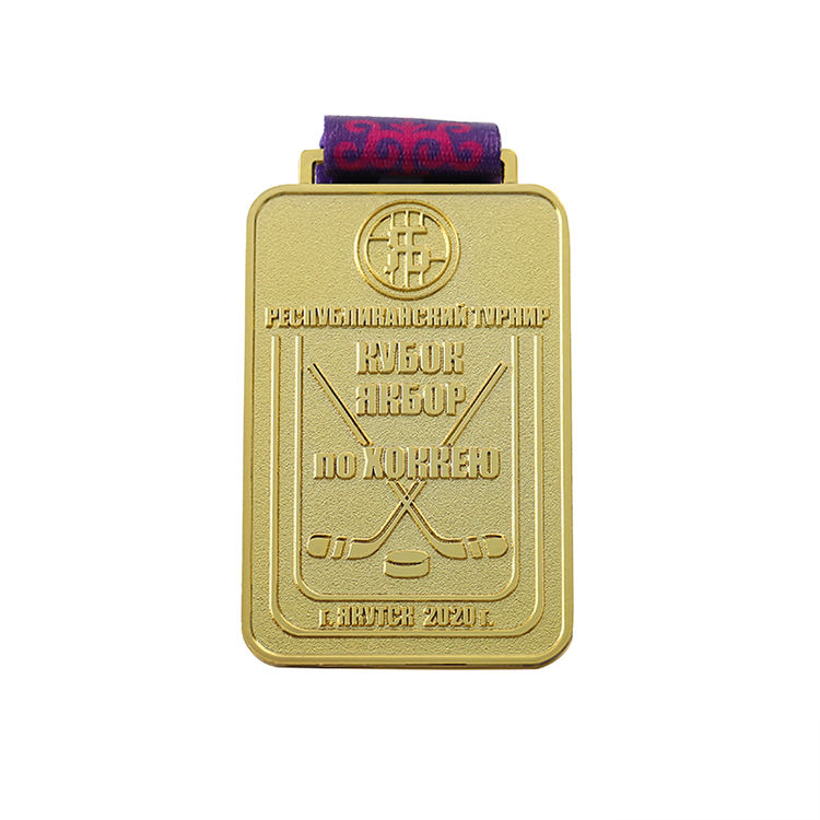 Custom Gold Sports Medal square Hockey Medal