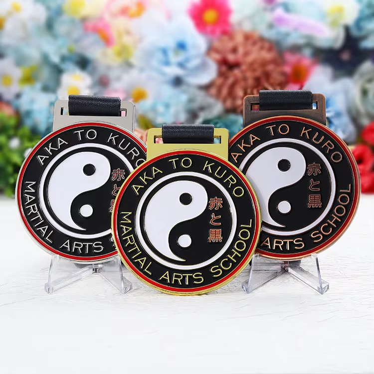 Gold Silver Bronze Award Medals Custom 3D Bagua Design Kids Medals Sports Judo Karate Taekwondo Martial Art Medals for School