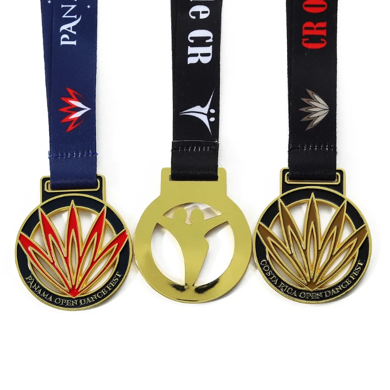 2025 Cut Out Gold Design Full Colour Custom Metal Dance Medals