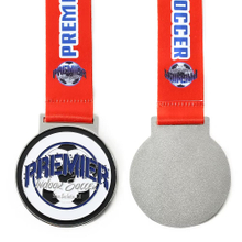 Metal Sports Custom Enamel Silver Medallion Soccer Trophies And Medals
