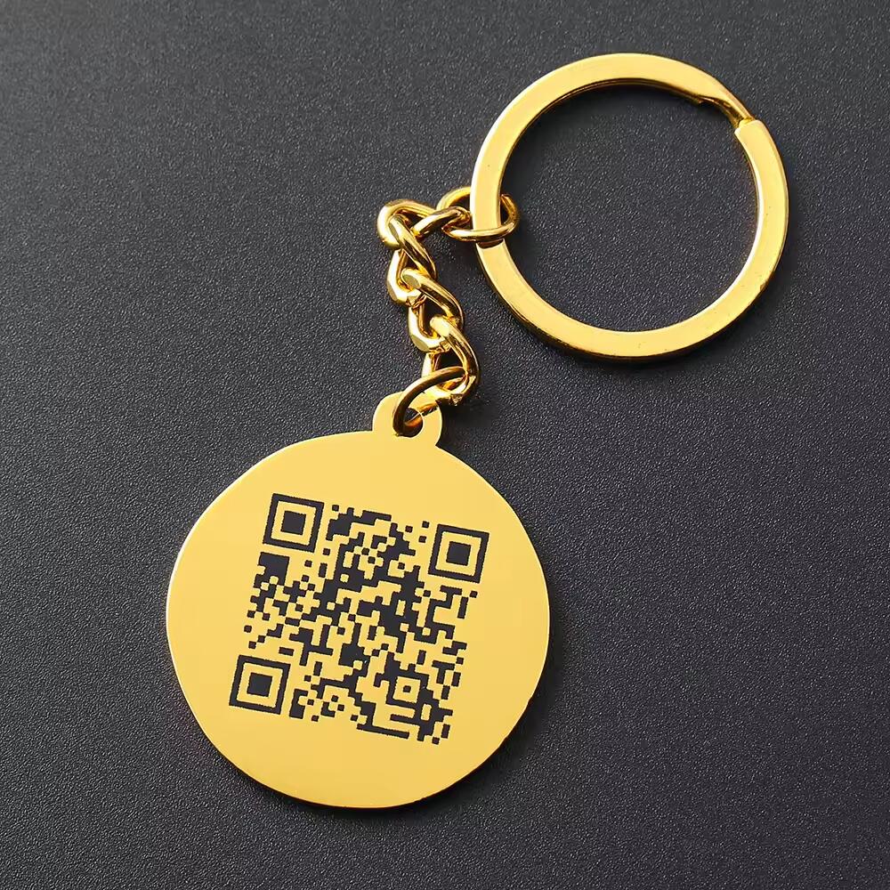 Custom Metal Soft Enamel Gold QR Code Karate Key Chain