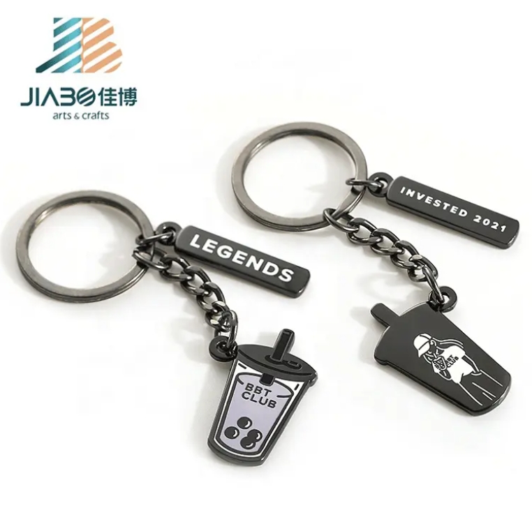 Hard Enamel Custom logo Metal Mini Cute Cartoon Pearl Keyring Boba Milk Tea Cup Keychain/boba Tea Key Chain