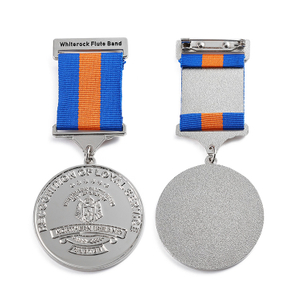 High Quality New 2D Metal Badge Custom Silver Plated Badge Pin Suit Medal of Ribbon Honor Badge Award With Safety Pin