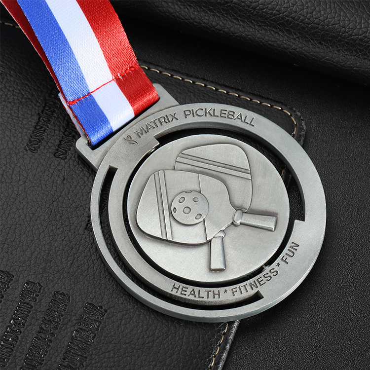 Custom Logo Sport Rotatable Spinning Pickleball Thanksgiving Gold Silver Bronze Race Medal Duathlon Medals With Lanyards