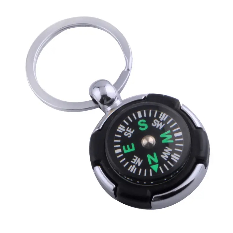 Wholesale Stock Cheap Customlogo Keychain Compass Metal Compass Keychain