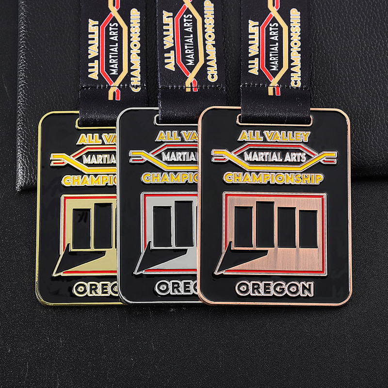 Martial Arts Championship Gold Copper Silver Custom square Design Sport Medals