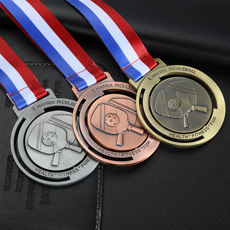Custom Metal Silver Copper Bronze 3d Hollow Health Fitness Fun matrix Pickleball Medal