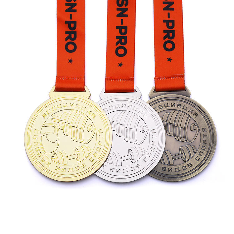 Soft Enamel Factory Price Gold Silver Bronze Powerlifting Medal