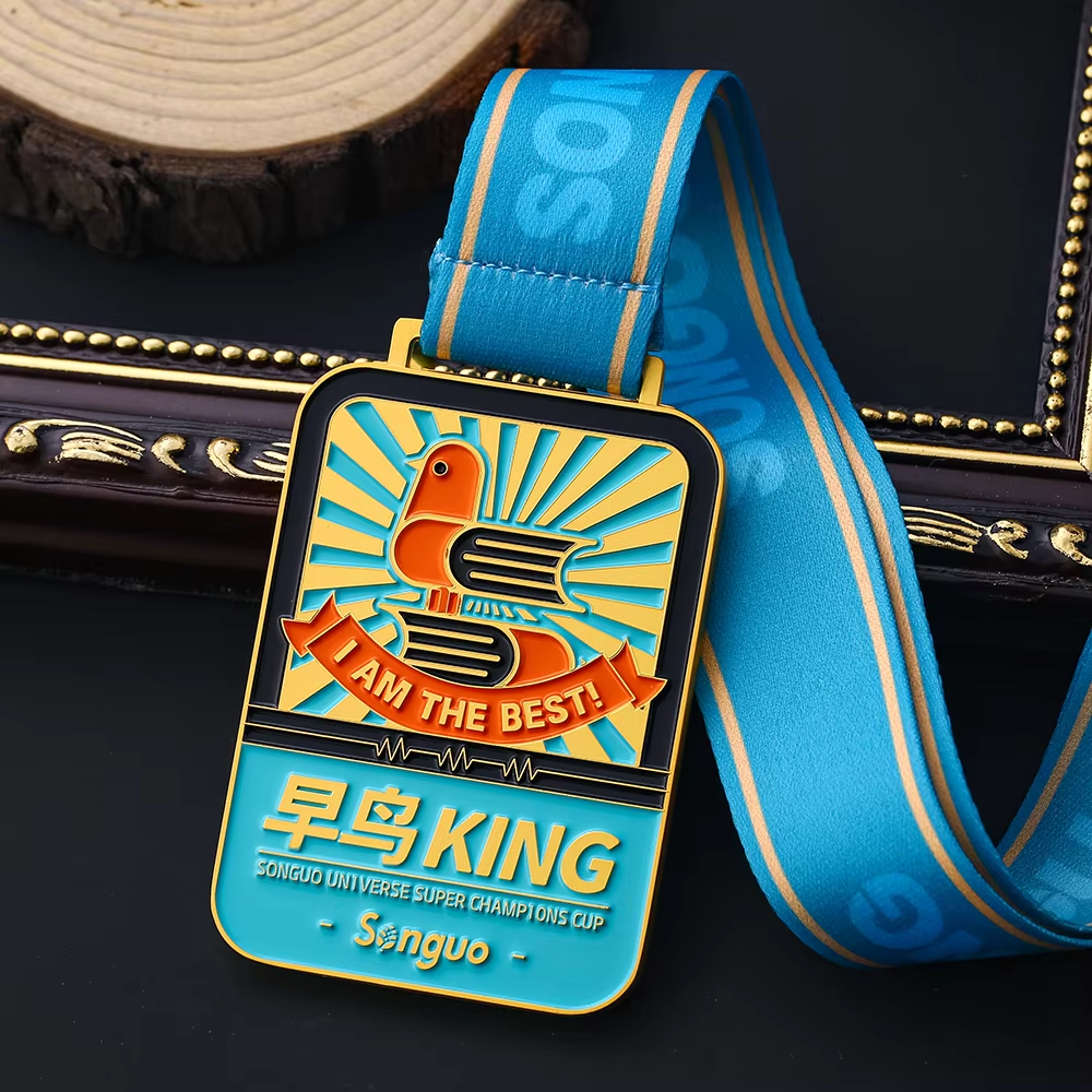 Medals Made Wholesale Custom Cute Cartoon Enamel Virtual Running Marathon Medal Award Medals Custom Logo With Ribbon