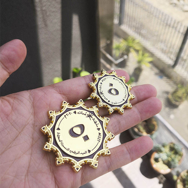 Jiabo Metal Oman National Anniversary Gold Enamel Magnetic Lapel Pin Badges
