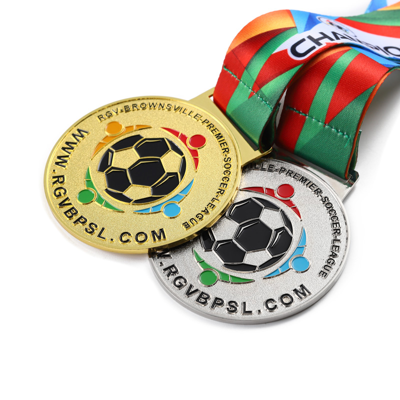 Metal Sports Body Around Silver Gold Enamel Football Medal Medals