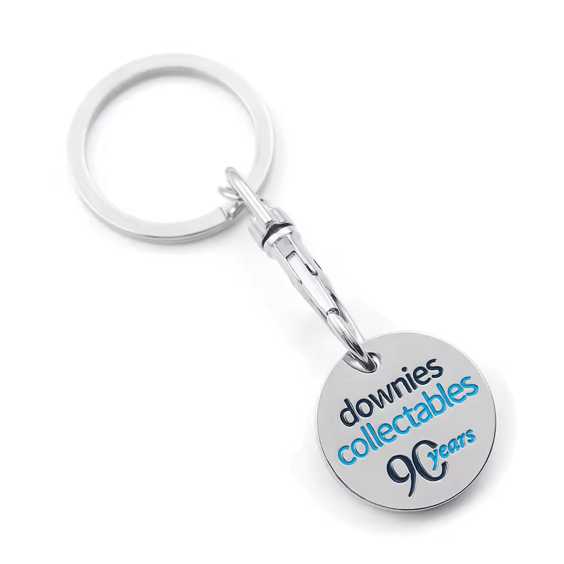 Custom Logo Design Metal Supermarket Shopping Trolley Coin Token Key Ring