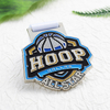 Customizable HOOP Dallas All - Star Colorful Enamel Basketball Medal with White Ribbon