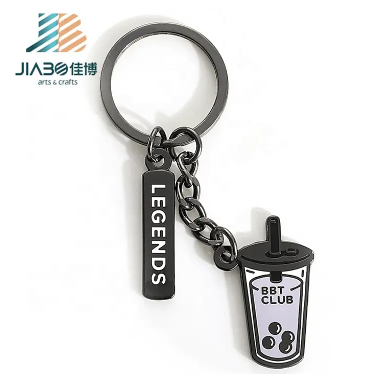 Hard Enamel Custom logo Metal Mini Cute Cartoon Pearl Keyring Boba Milk Tea Cup Keychain/boba Tea Key Chain