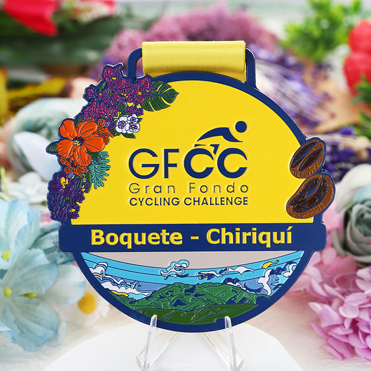 Your Own Logo Personalized Medals Award Metal Zinc Alloy Medals 3D Exquisite Flowers Figure Bike Bicycle Cycling Finisher Medal