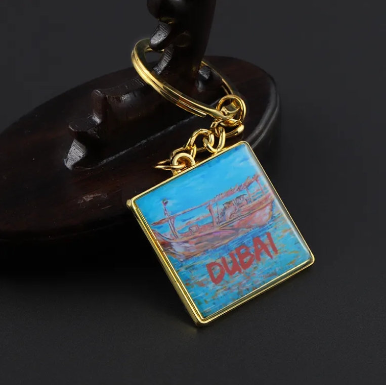 Dubai Gold Souvenir Tourist Copper Helmet Keychain